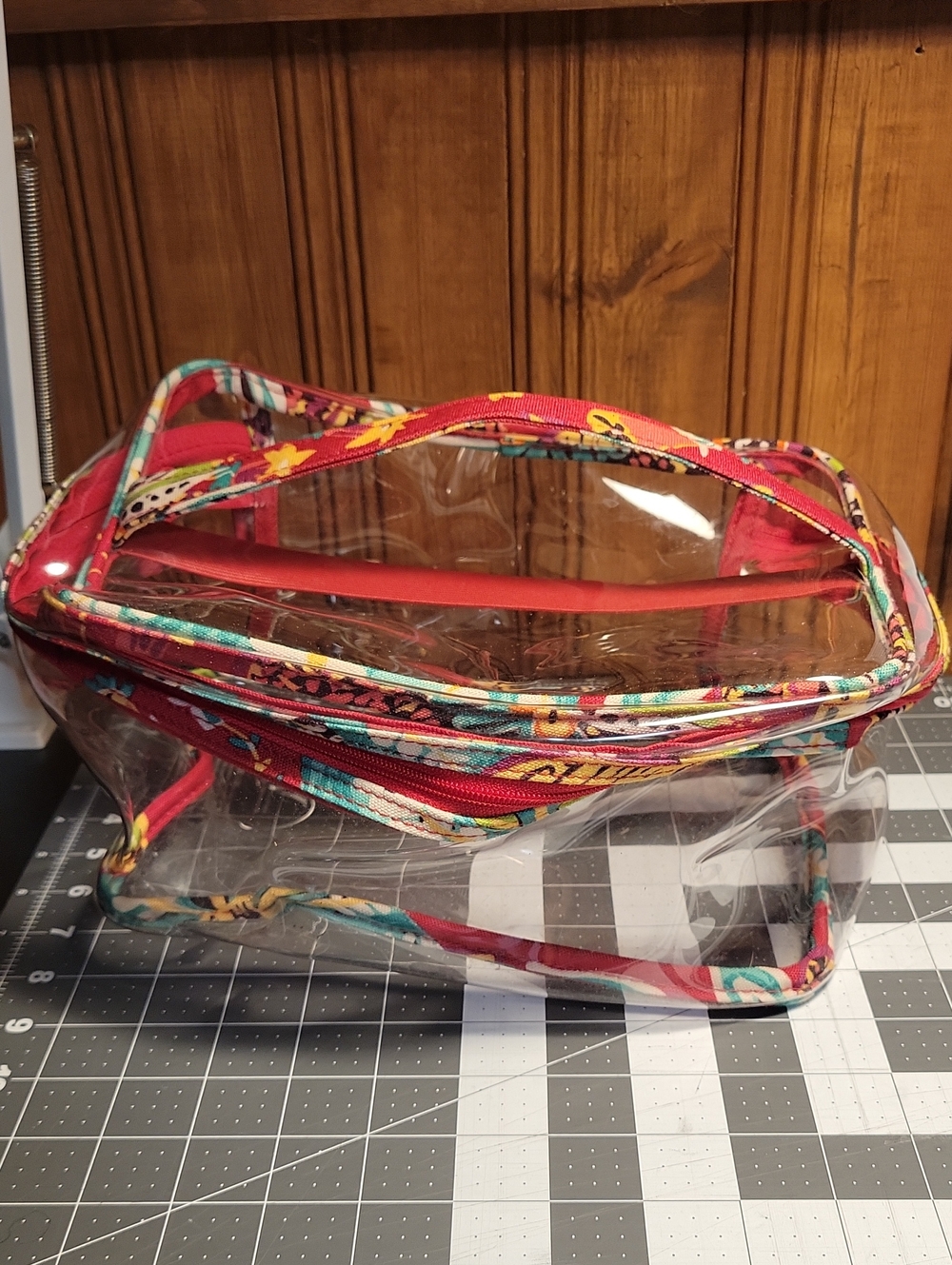 Vera Bradley Clear Floral-Trim Cosmetic Bag - Red